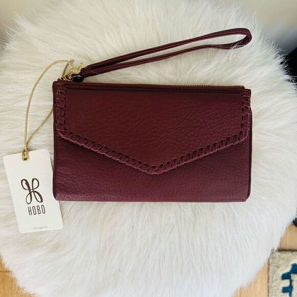 Hobo Pocket Leather Wristlet Wallet Clutch, Wrist Strap, Cash, Cards, PORT, NWT - Picture 12 of 16